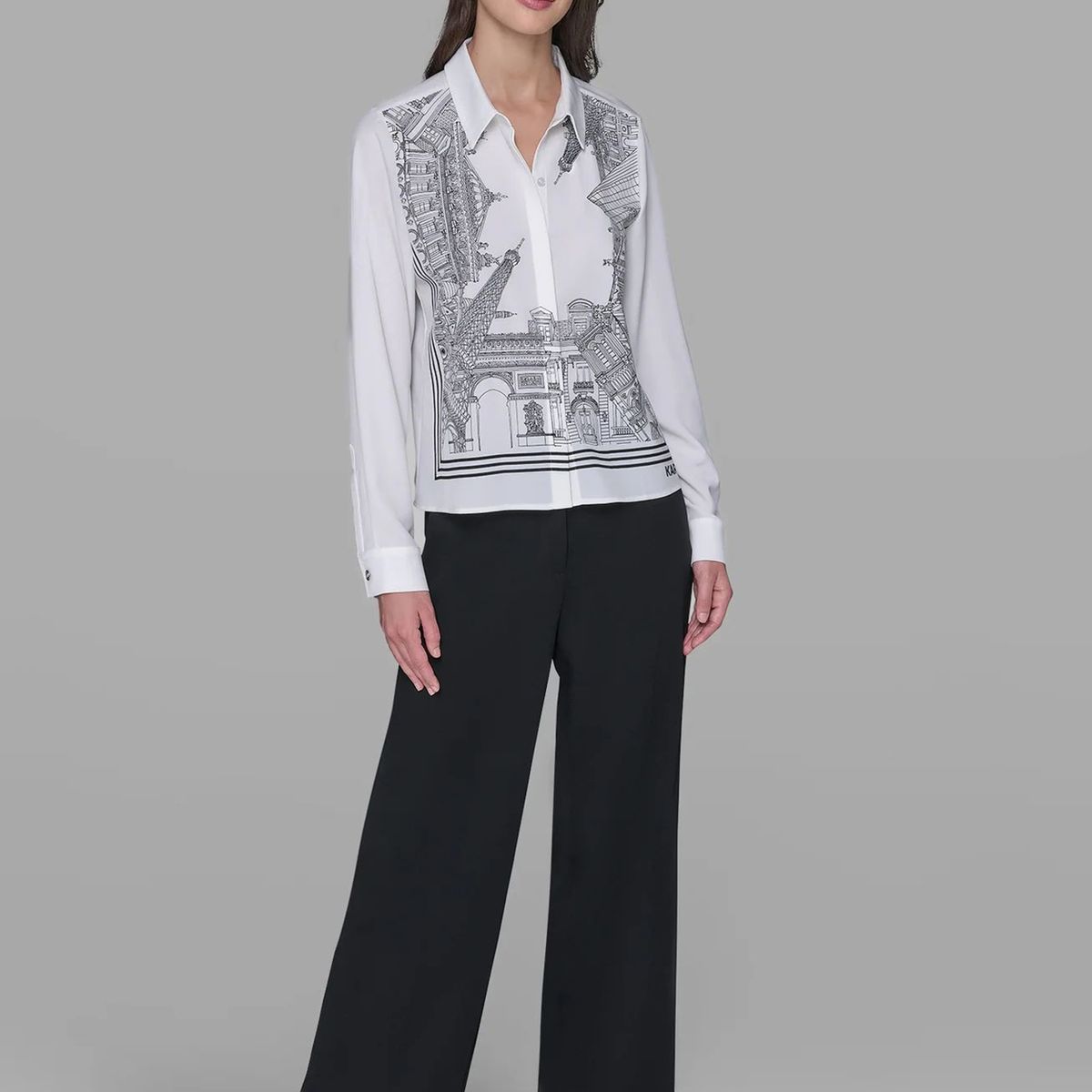 KARL LAGERFELD - Camisa con estampado gráfico distintivo de París