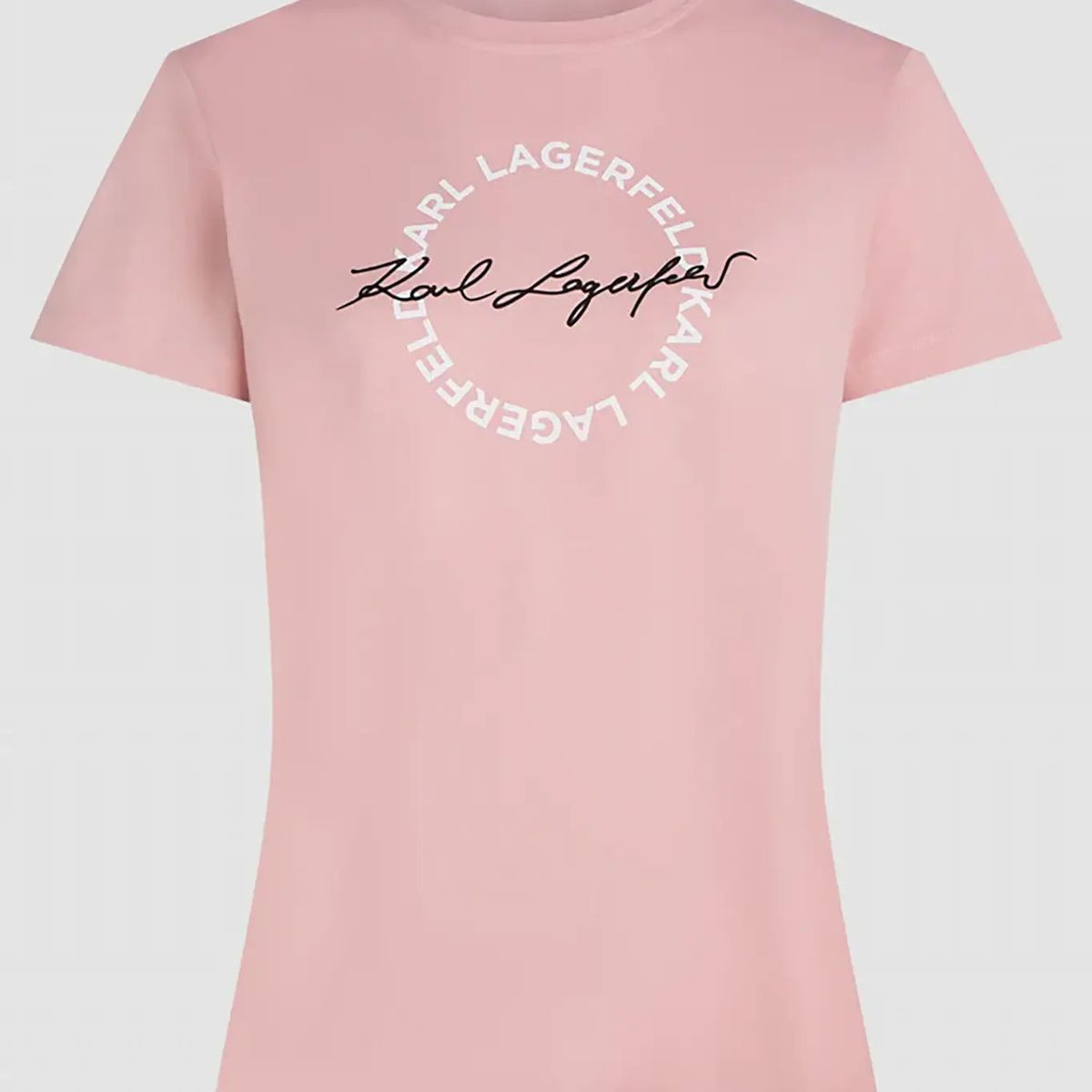 KARL LAGERFELD - Polera de cuello redondo con estampado de firma de Karl