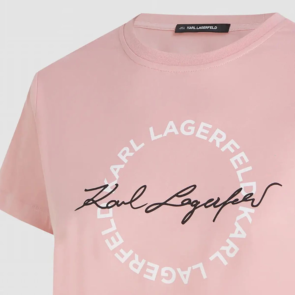 KARL LAGERFELD - Polera de cuello redondo con estampado de firma de Karl