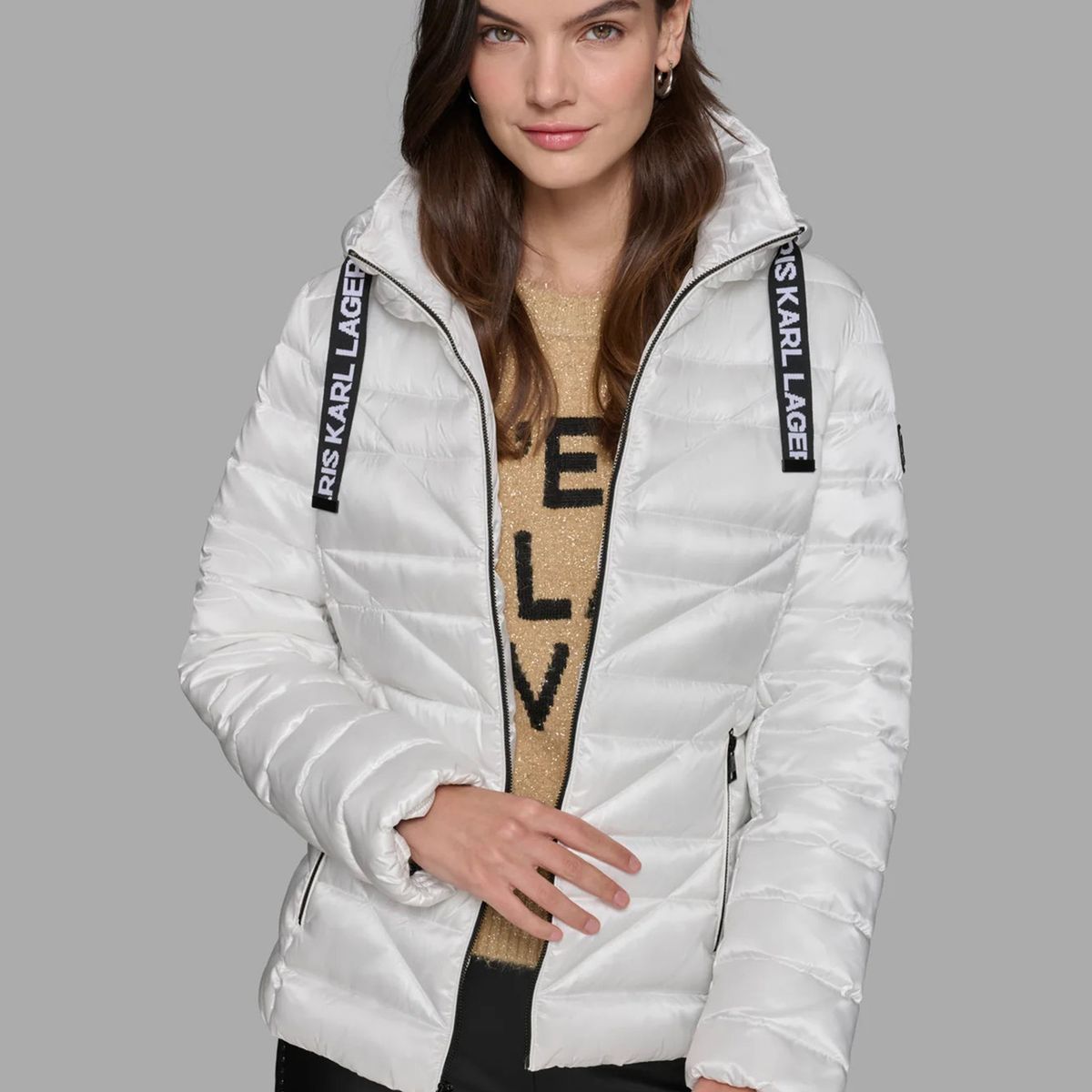 KARL LAGERFELD - Chaqueta ligera acolchada con gorro ajustable