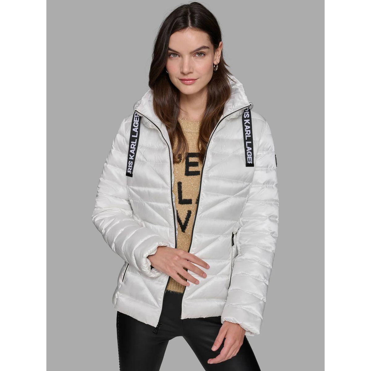 KARL LAGERFELD - Chaqueta ligera acolchada con gorro ajustable