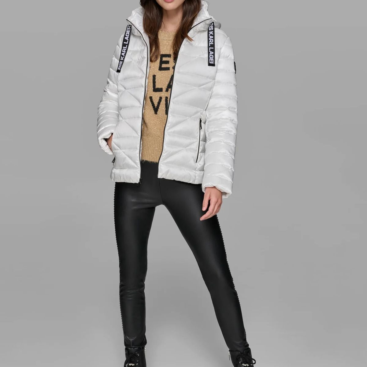 KARL LAGERFELD - Chaqueta ligera acolchada con gorro ajustable