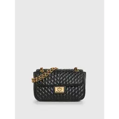 KARL LAGERFELD - Cartera de hombro mediana acolchada con cadena