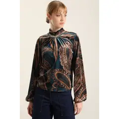 LIOLA - Top velvet estampado, azul