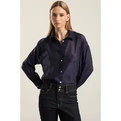LIOLA - Blusa semi transparente, azul