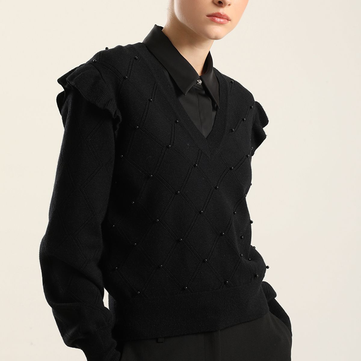 LIOLA - Jersey punto perlas, negro Liola