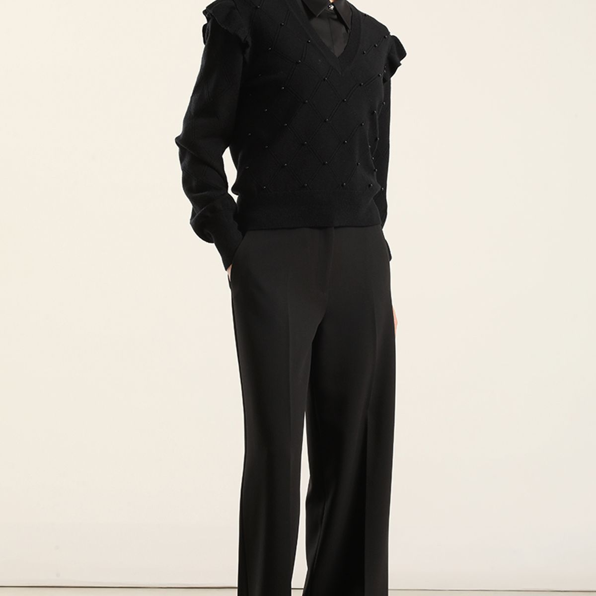 LIOLA - Jersey punto perlas, negro Liola