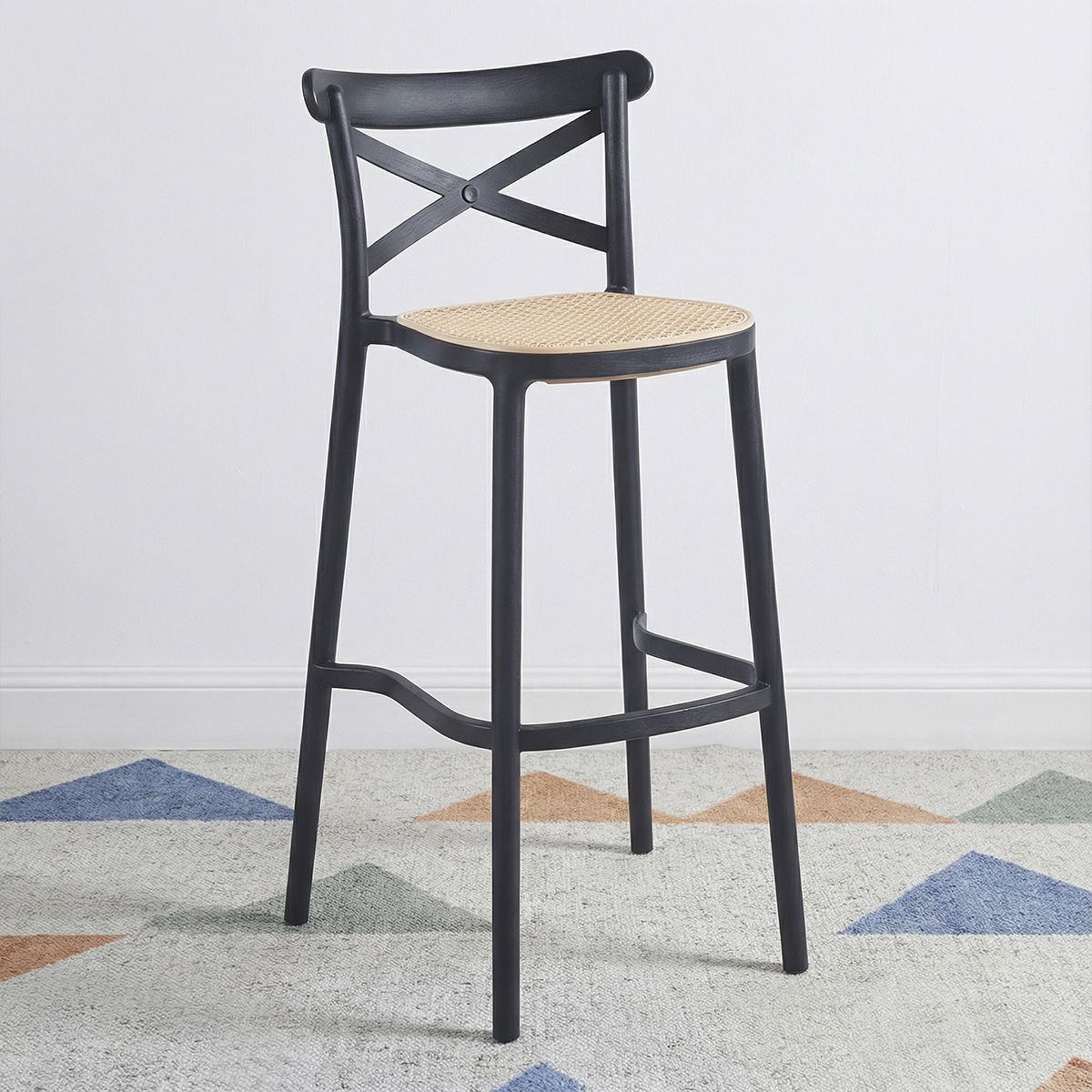 VENHOOUSE - Taburete Piso Bar O Terraza Apilable 75cm Crossback Danubio Venhoouse Negro