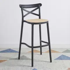 VENHOOUSE - Taburete Piso Bar O Terraza Apilable 75cm Crossback Danubio Negro