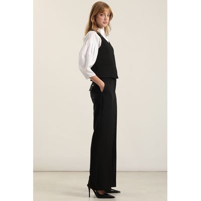 Imagen 2 del producto Pantalón recto, tiro alto, negro