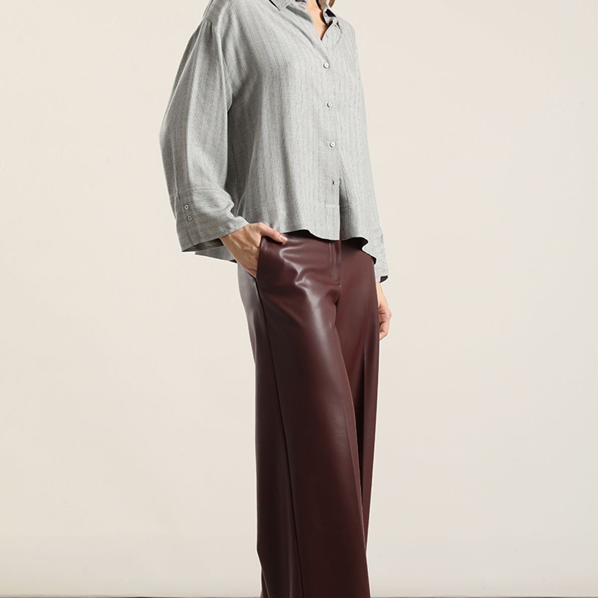 LIOLA - Blusa, fantasía rayas, gris Liola