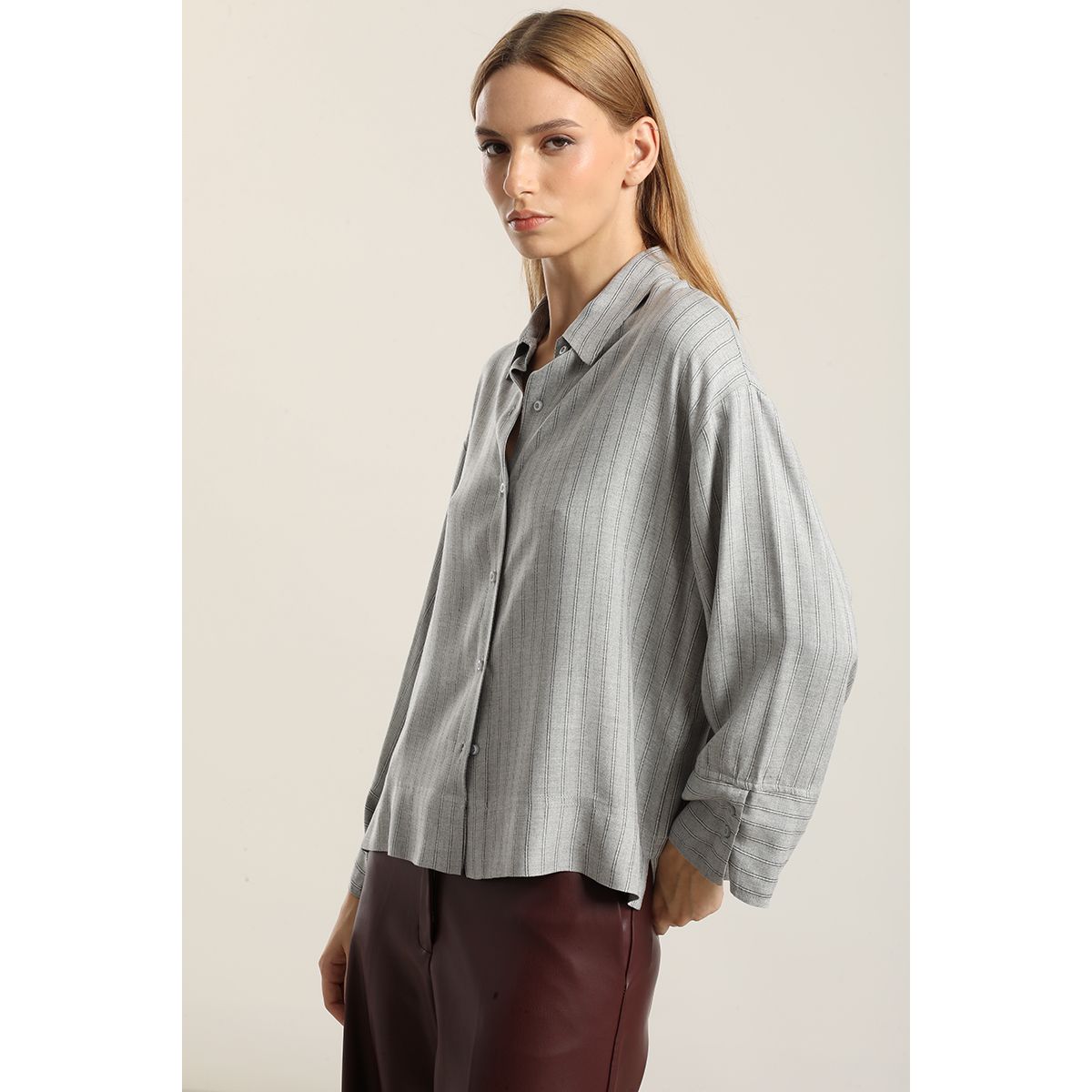 LIOLA - Blusa, fantasía rayas, gris Liola