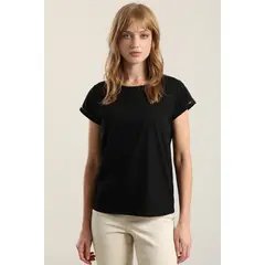 LIOLA - Polera aplicacion efecto cuero, negro