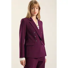 LIOLA - Blazer entallado cruzado, ciruela