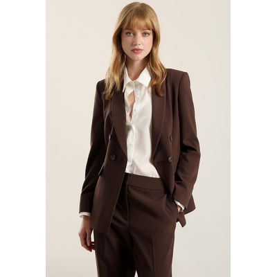 Imagen 2 del producto Blazer entallado, cuello smoking, chocolate