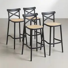 VENHOOUSE - Pack 4 Taburetes Crossback Danubio 75cm Piso Bar O Terraza Apilable