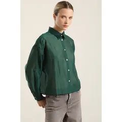 LIOLA - Blusa semi transparente, verde