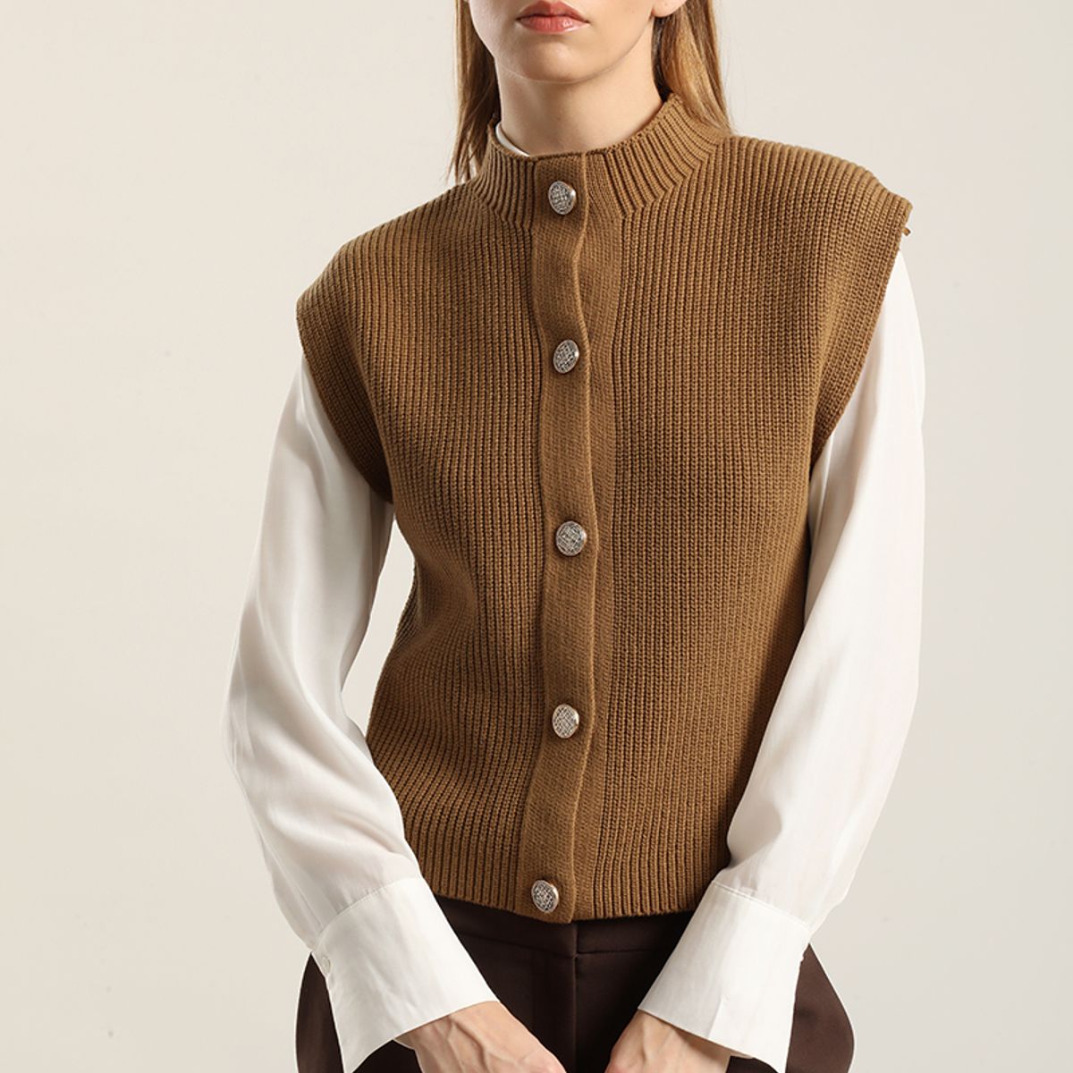 LIOLA - Cardigan punto, camel Liola