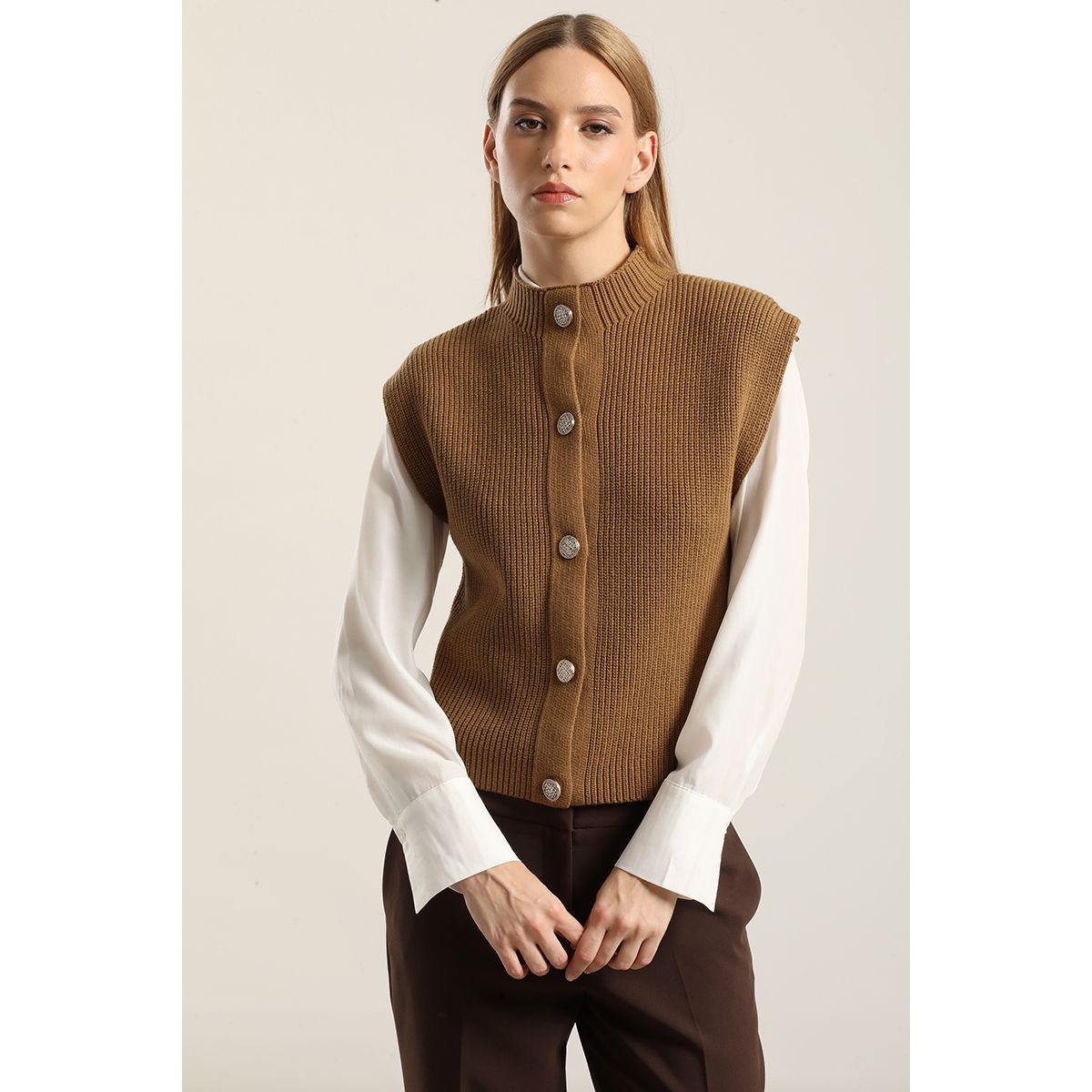 LIOLA - Cardigan punto, camel Liola