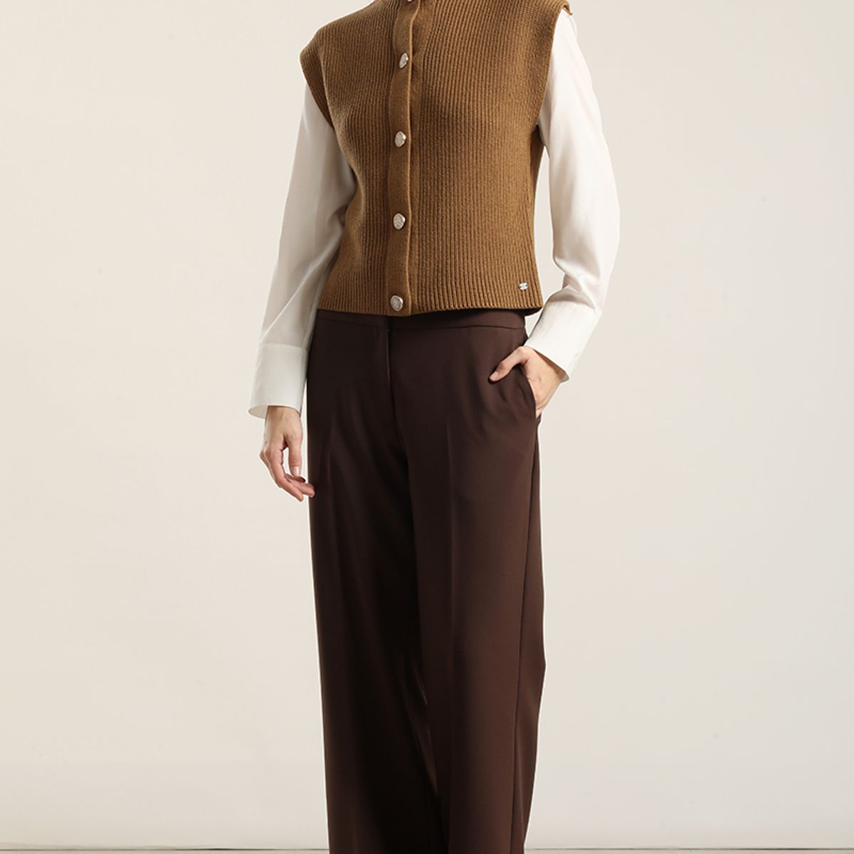 LIOLA - Cardigan punto, camel Liola