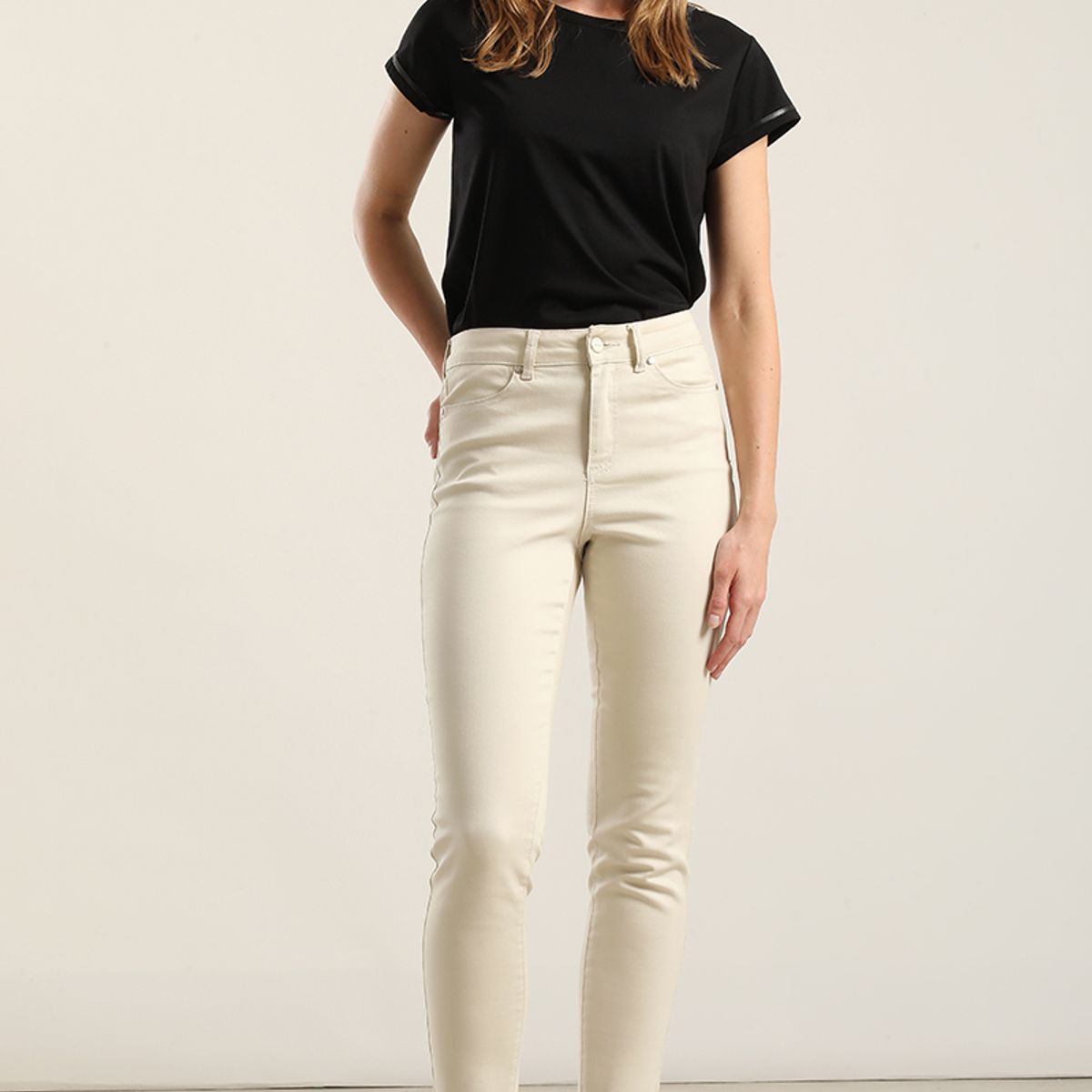 LIOLA - Jeans color skinny, beige Liola