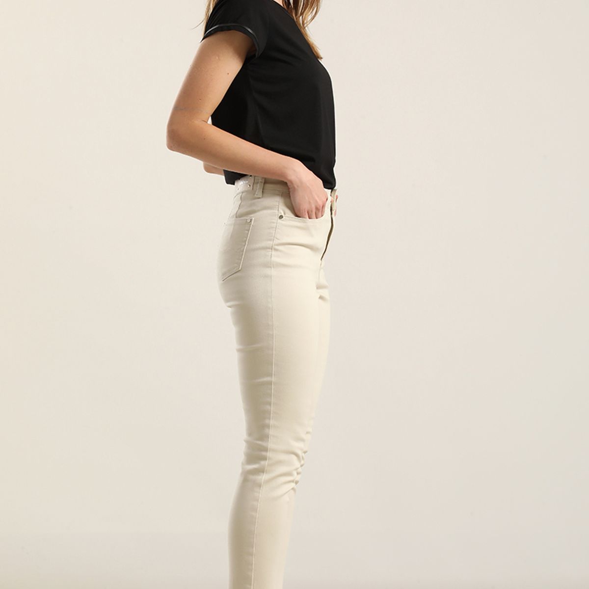 LIOLA - Jeans color skinny, beige Liola