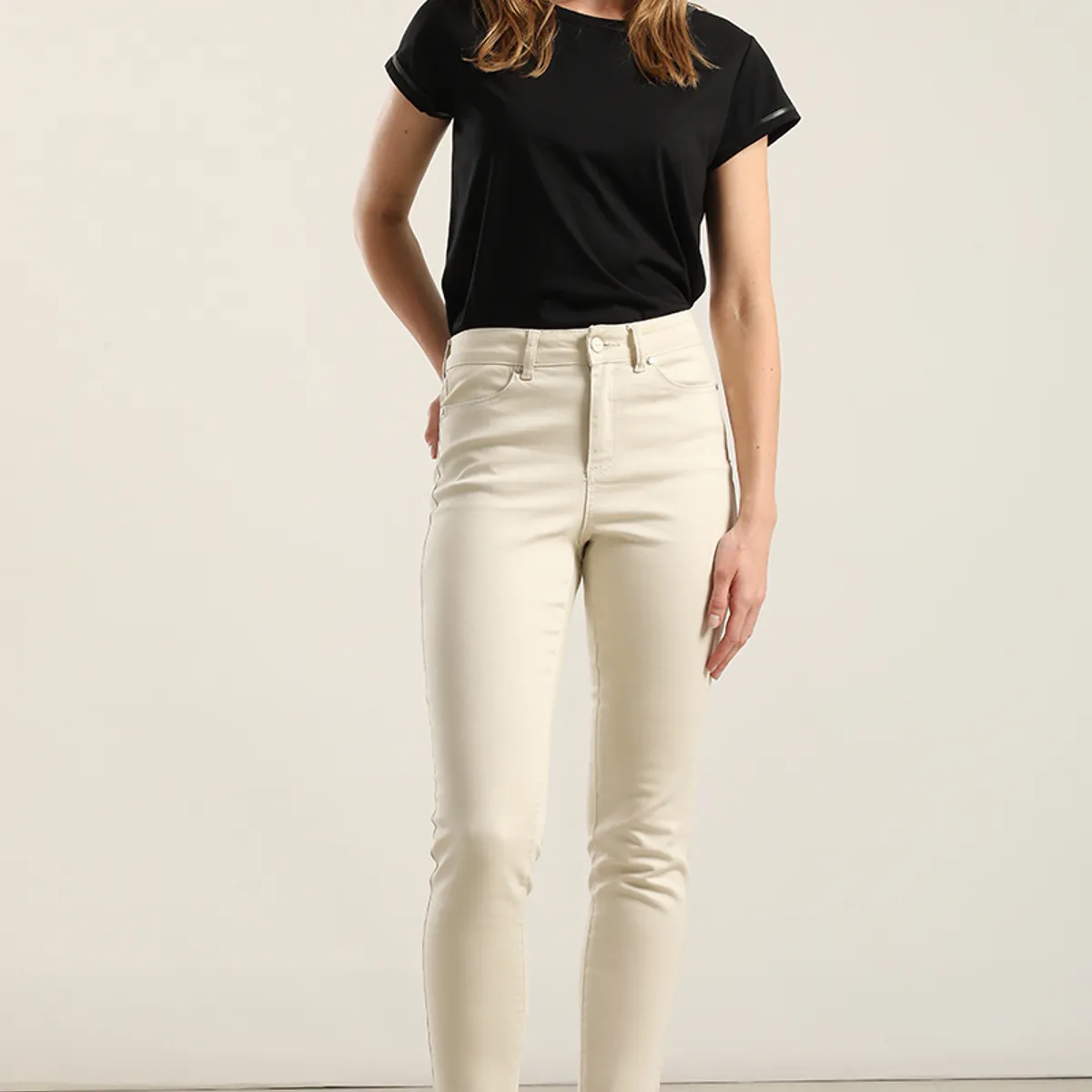 LIOLA - Jeans color skinny, beige Liola