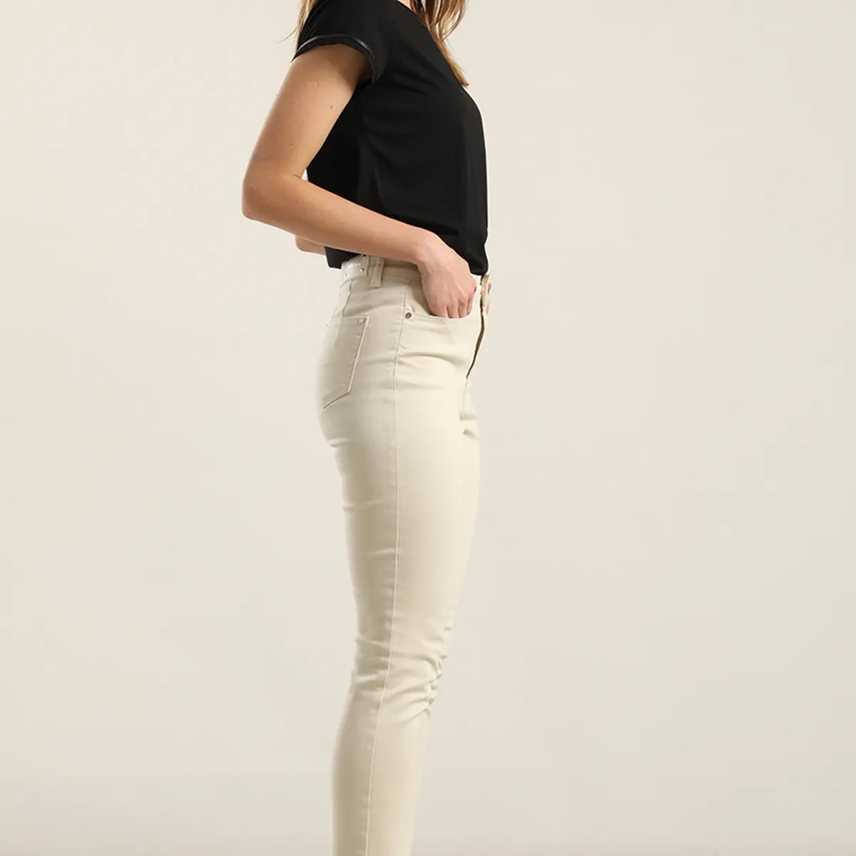 LIOLA - Jeans color skinny, beige Liola