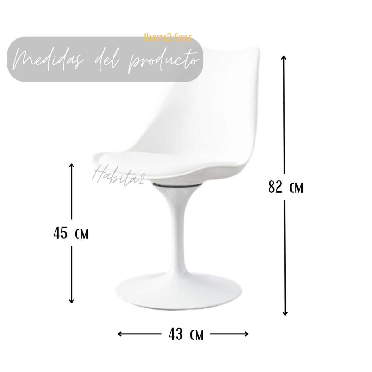 HABITA2 CHILE - Silla Tulip Iron Con Pedestal Blanco