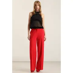 LIOLA - Pantalón ancho, tiro alto, rojo