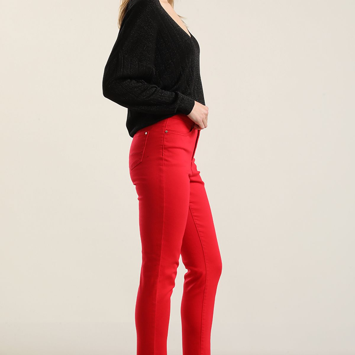 LIOLA - Jeans color skinny, rojo Liola