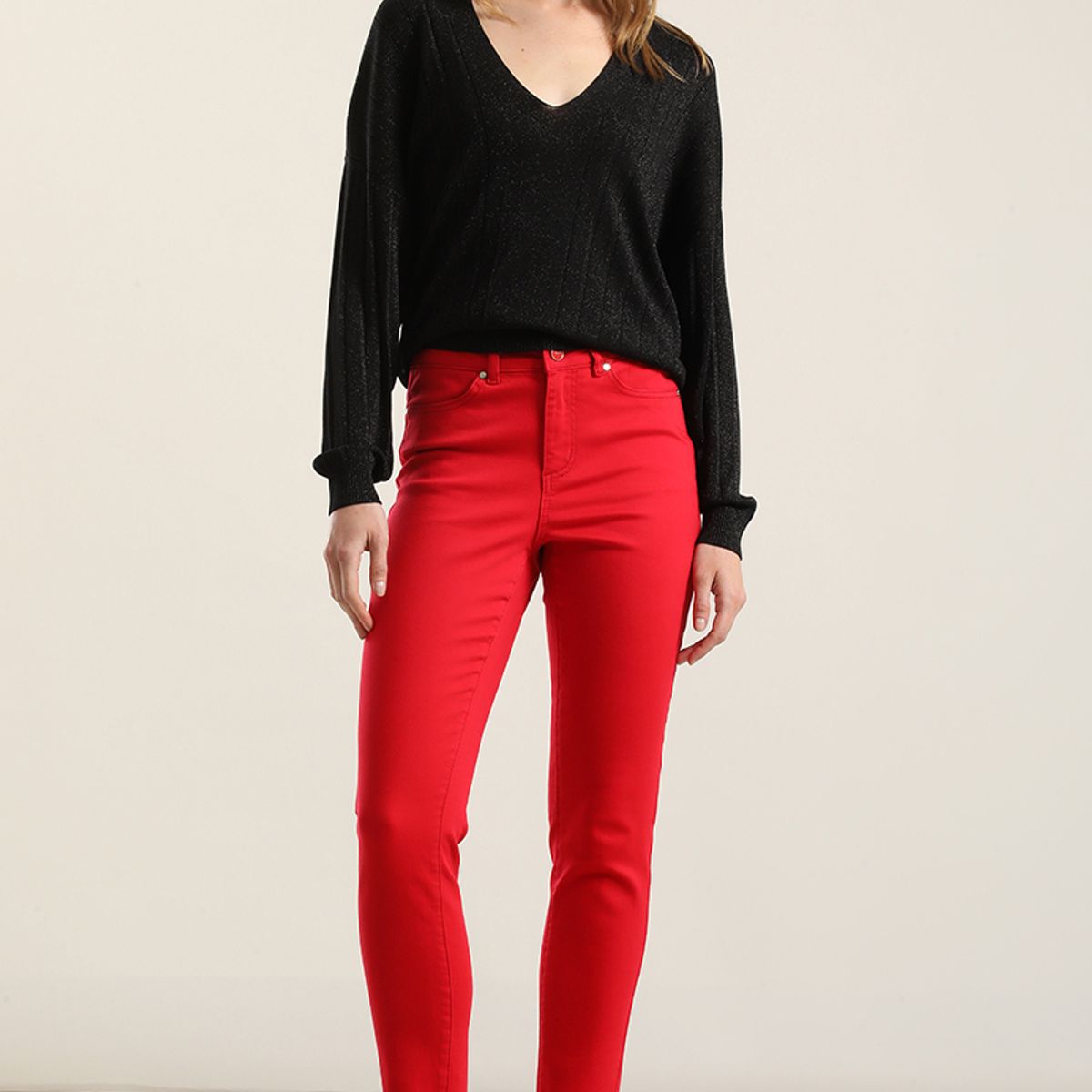LIOLA - Jeans color skinny, rojo Liola