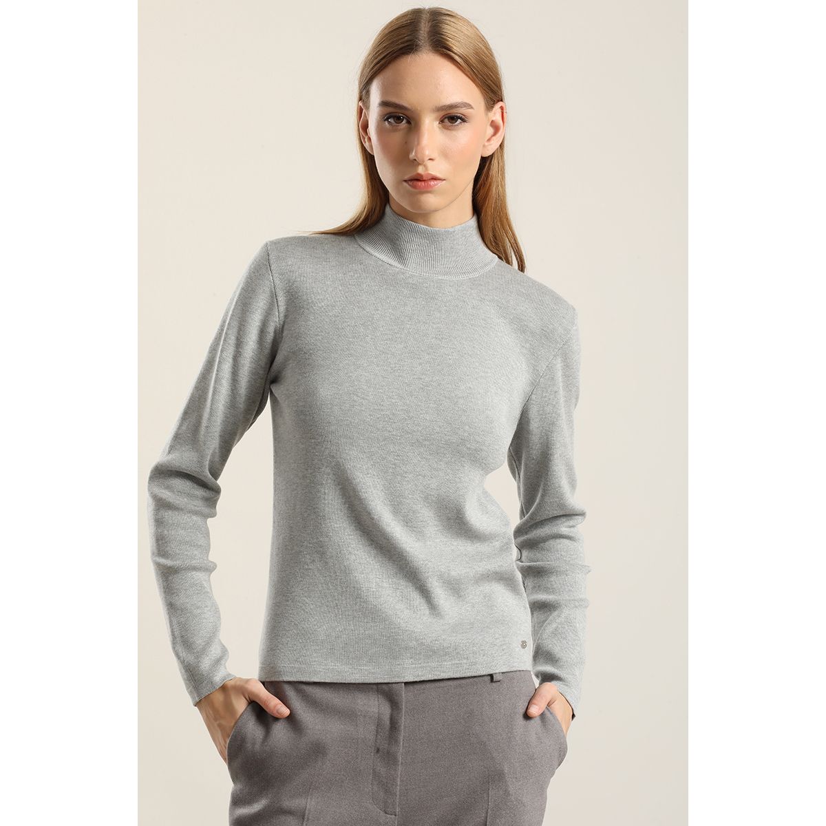 LIOLA - Jersey punto, rivete metalizado, gris Liola