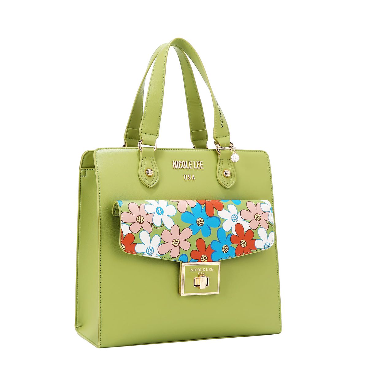 NICOLE LEE - CARTERA SATCHEL FLOWER POP VERDE