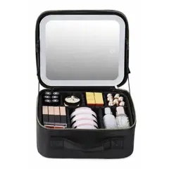 GENERICO - Estuche Organizador Cosmeticos Con Espejo Iluminacion Led N