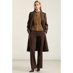 LIOLA - Pantalón recto, tiro alto, chocolate