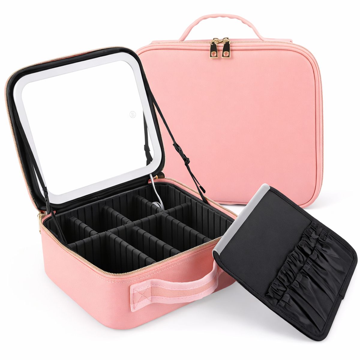 GENERICO - Estuche Organizador Cosmeticos Con Espejo Iluminacion Led R