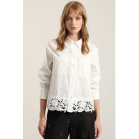 Camisa algodon ruedo guipur, crudo