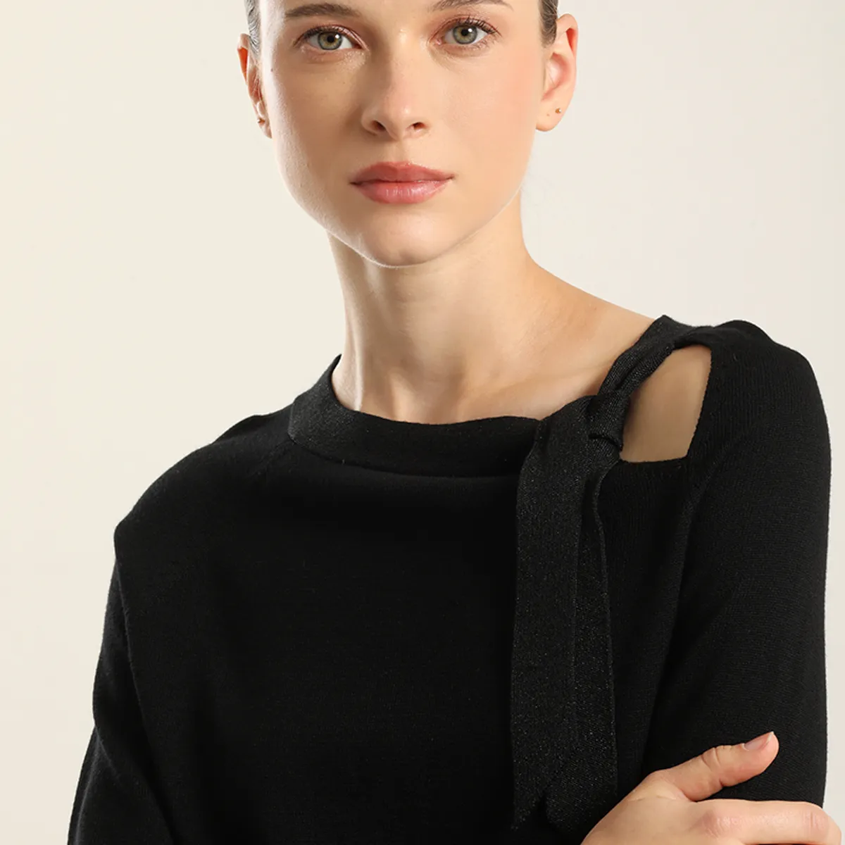 LIOLA - Jersey punto, lazada hilo metalizado, negro Liola