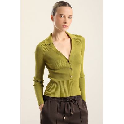 Imagen 2 del producto Jersey tejido botones delantero, pistacho