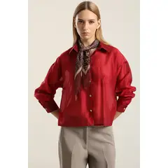 LIOLA - Blusa semi transparente, rojo