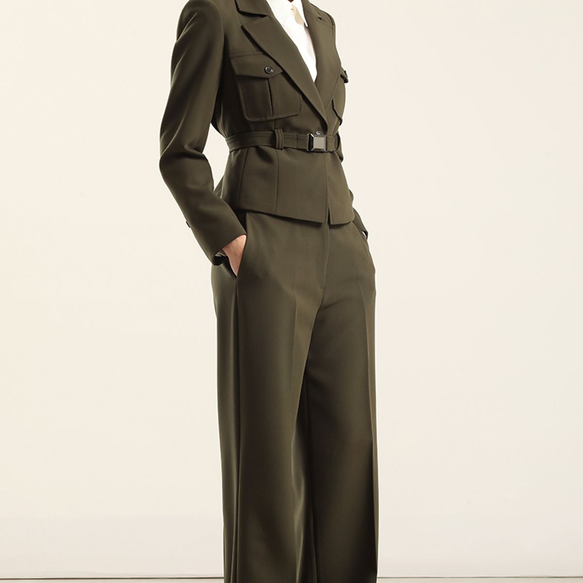 LIOLA - Pantalón recto, tiro alto, militar Liola