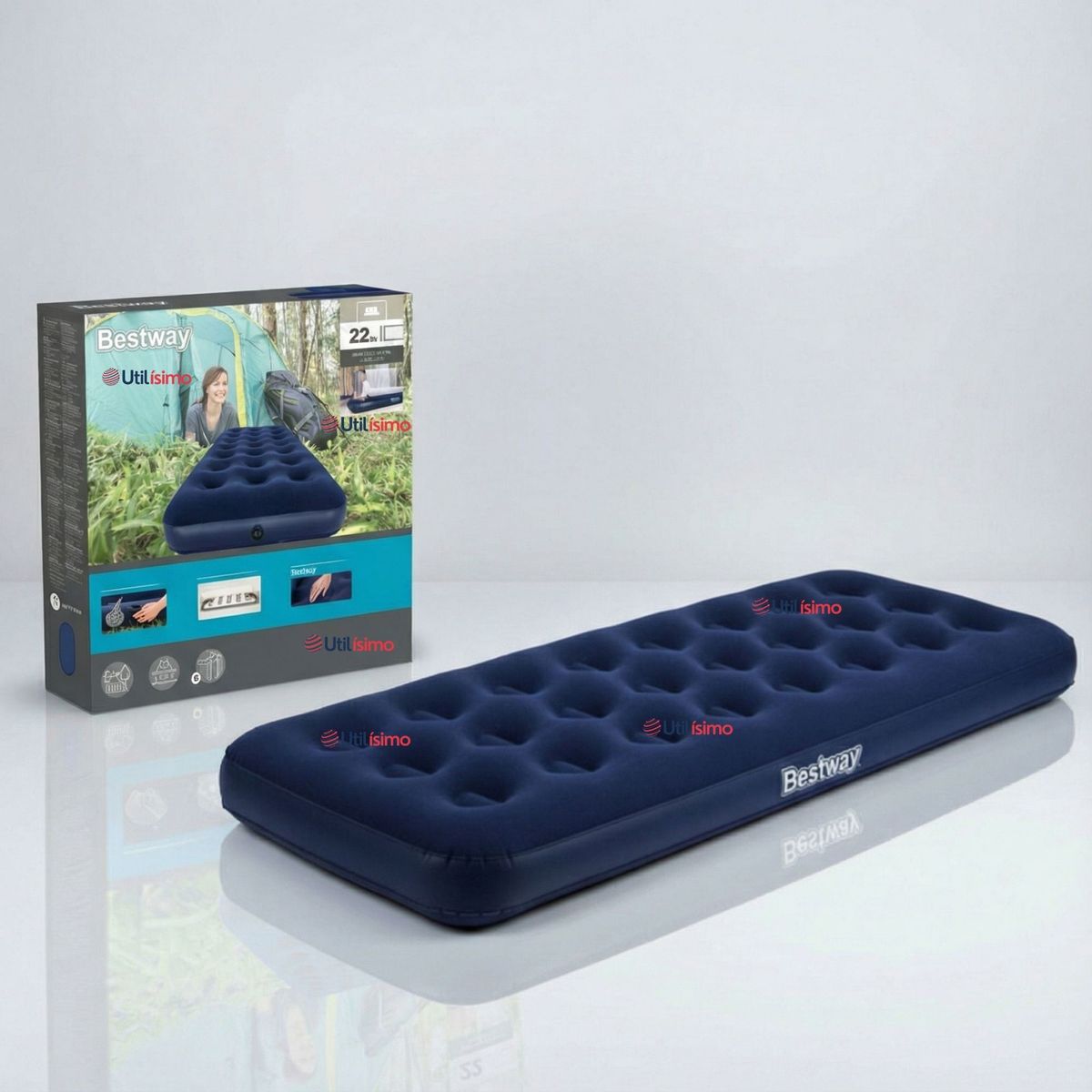 LINE - Colchón Inflable Individual 1 Plaza Camping Bestway