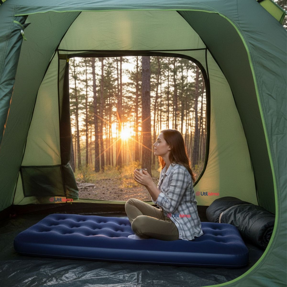 LINE - Colchón Inflable Individual 1 Plaza Camping Bestway