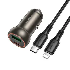 BOROFONE - Cargador Auto BZ32A con cable Tipo C - Lightning Gris