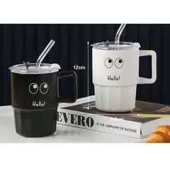 GENERICO - TAZÓN HELLO BLANCO Y NEGRO 420ML