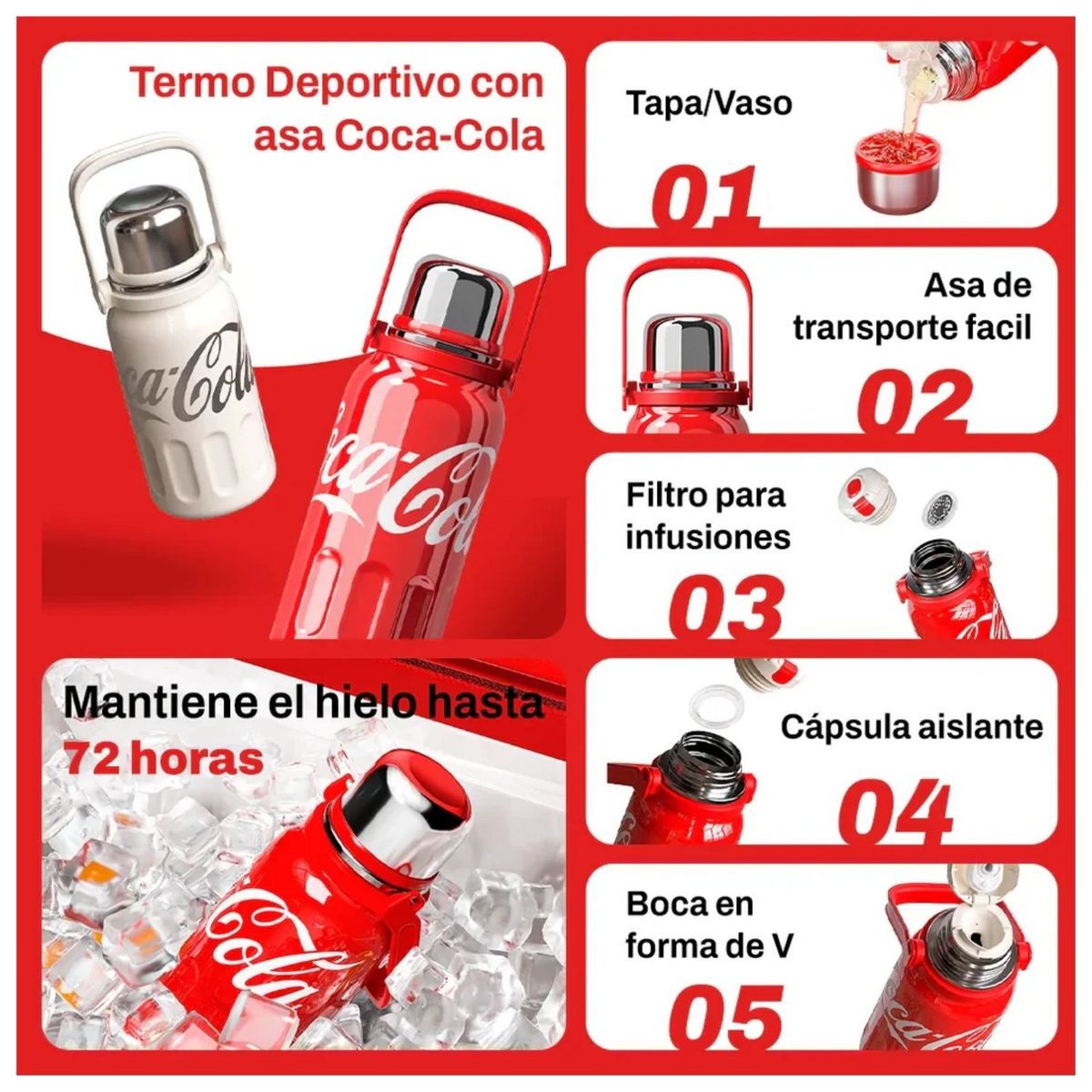 COCA COLA - Botella Térmica GERM x Coca-Cola 1200 ml Trébol Rojo