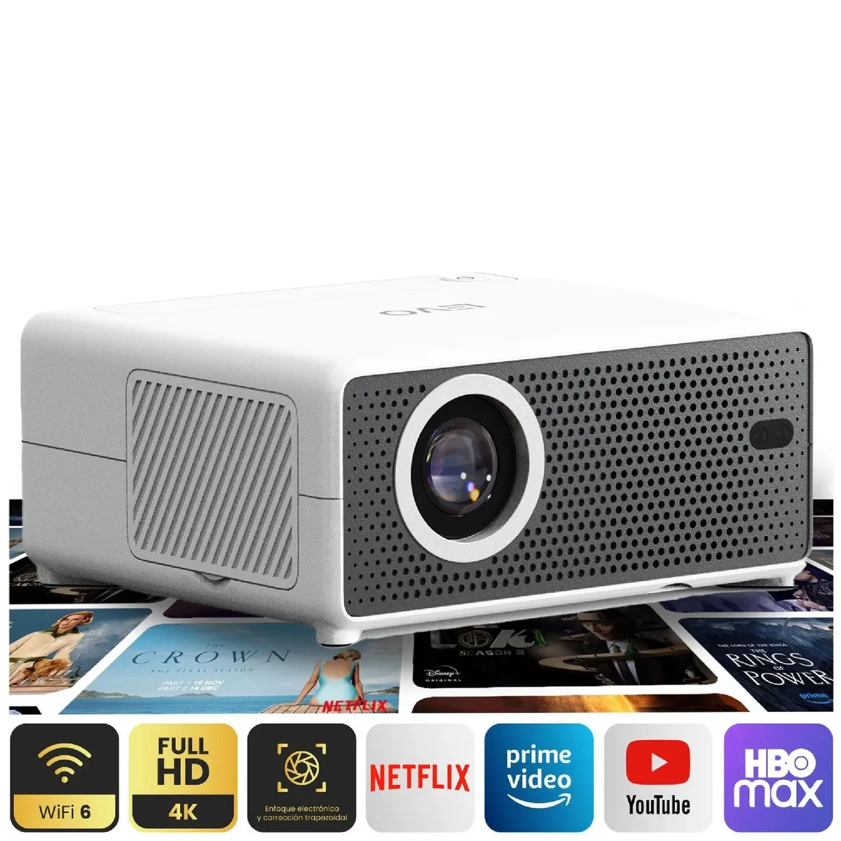 LEVO - Proyector Portatil Smart Hexa 8000lm WiFi BT Android LEVO