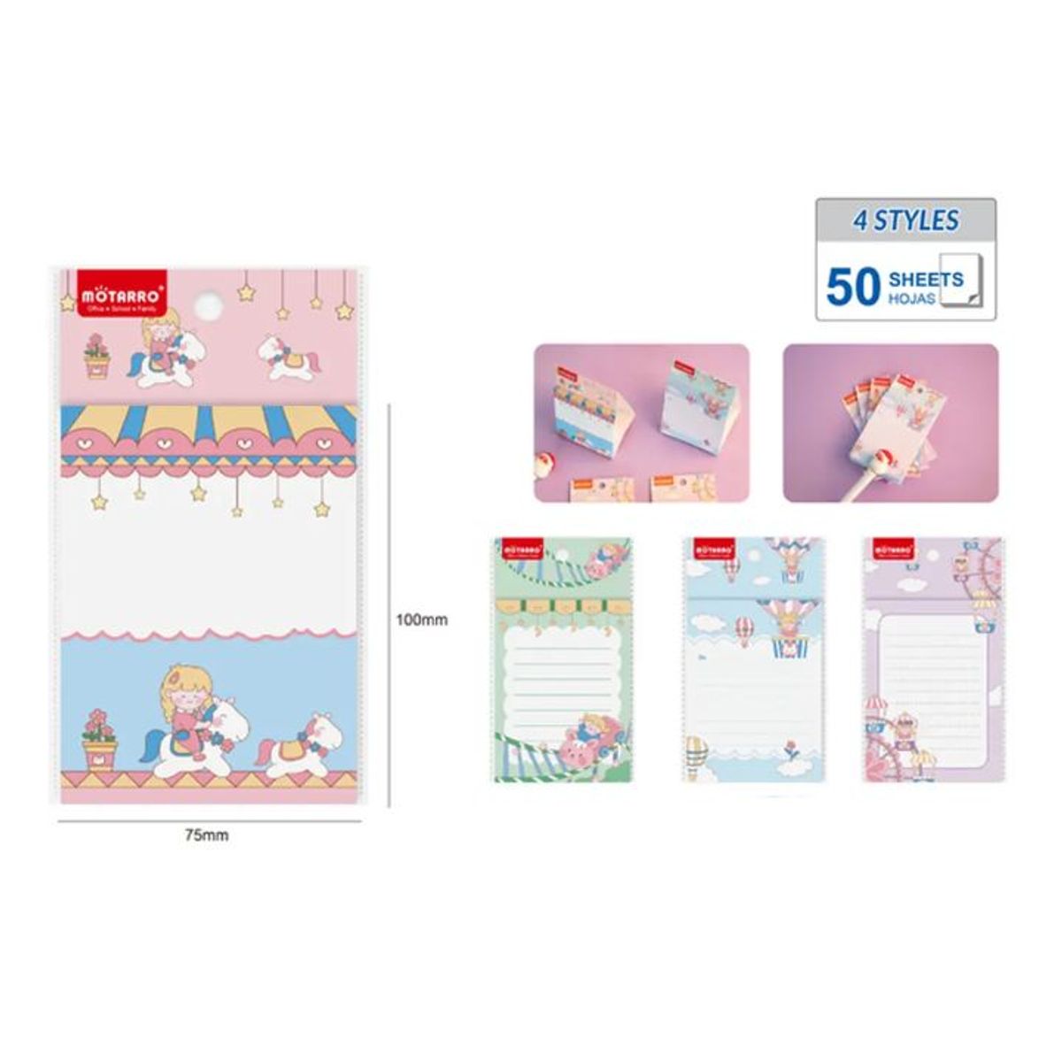 GENERICO - Notas Adhesivas Post-It Vertical Happy 50Hojas  75x100mm
