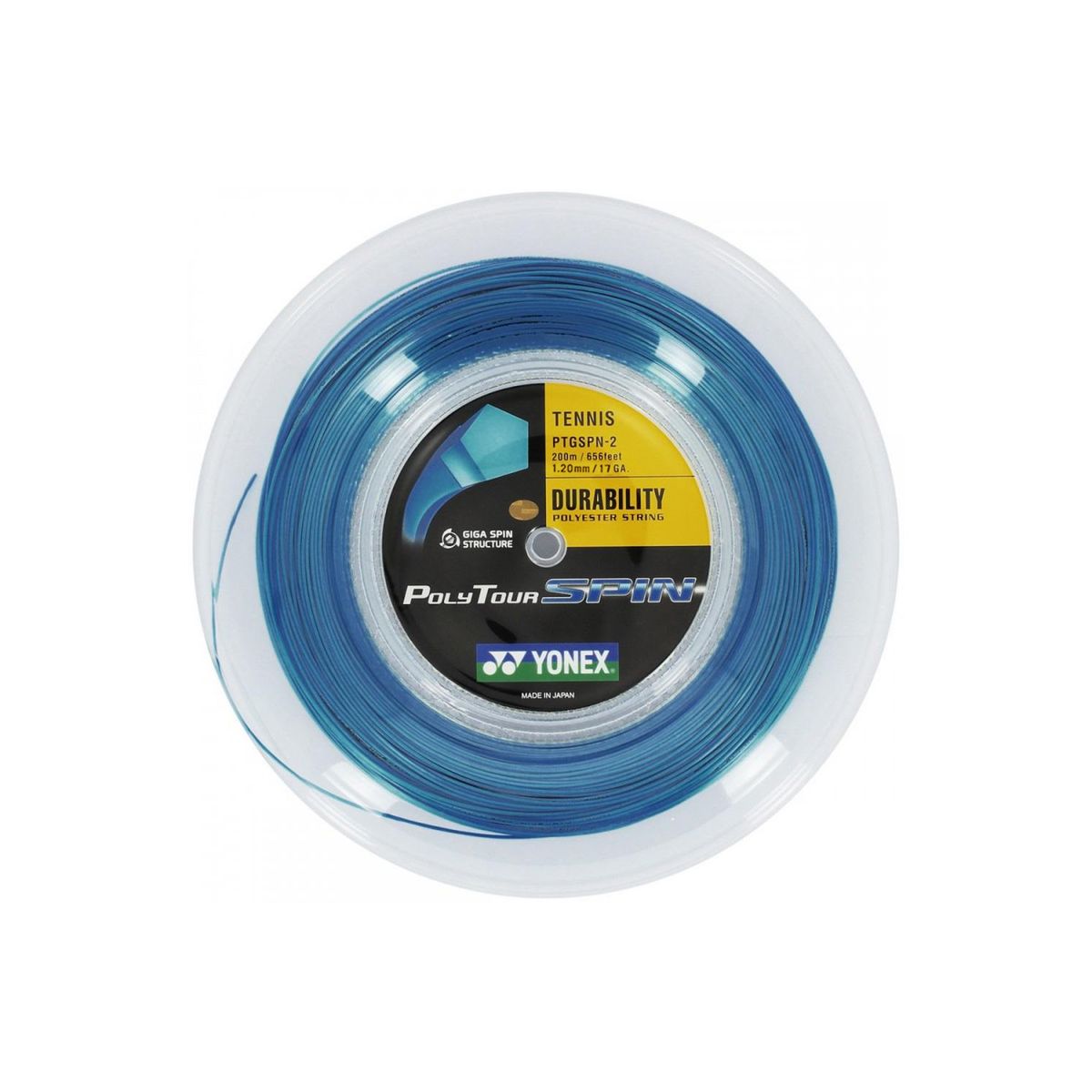 YONEX - CUERDA DE TENIS YONEX POLY TOUR SPIN 17L/1.20MM AZUL 200 MTS